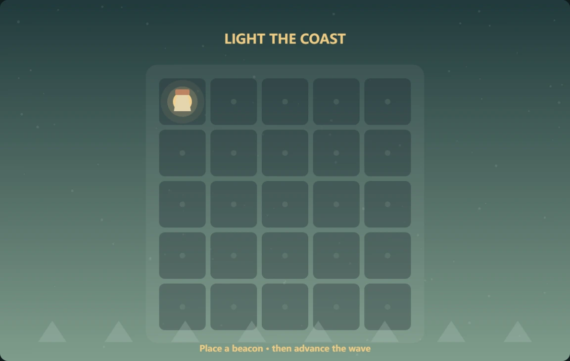 An original coastal strategy game with a small illuminated beacon