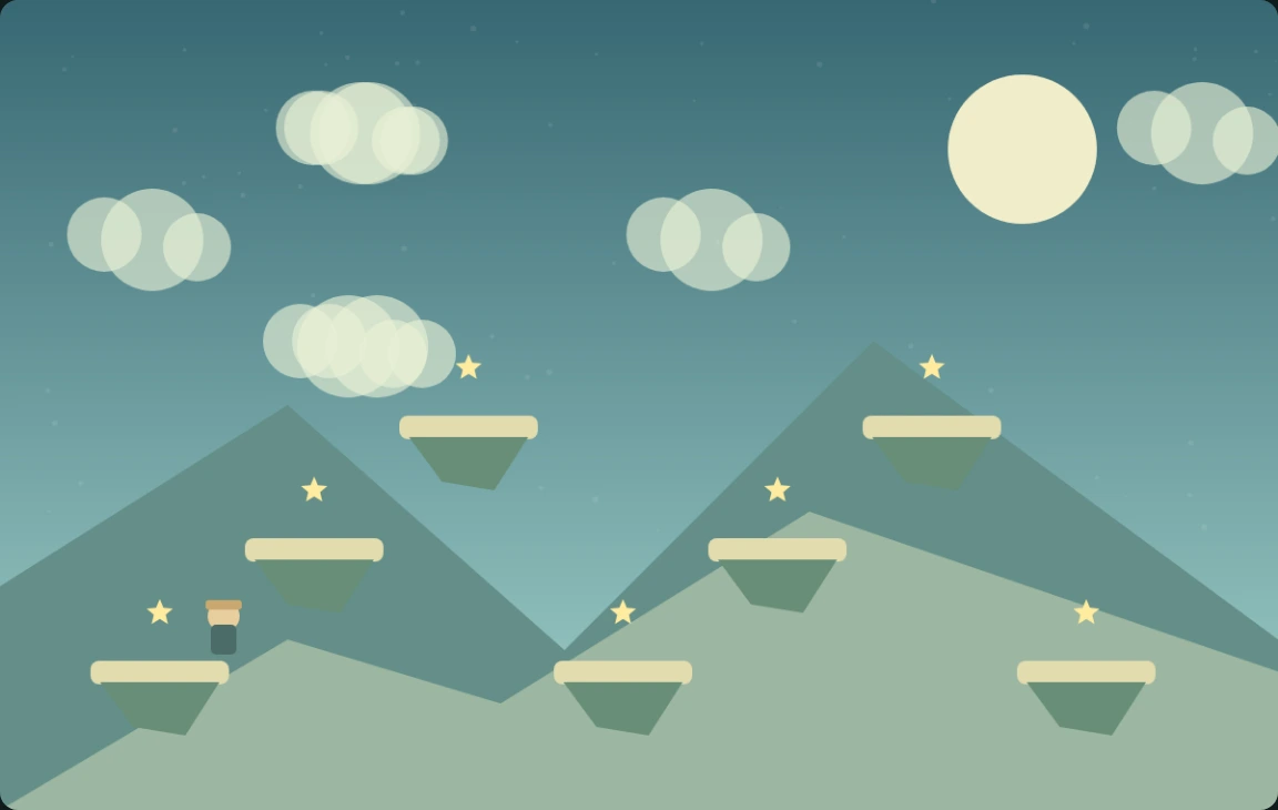 Cloudstep original illustrated game scene